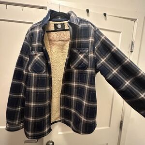 Blue Plaid Sherpa-Lined Jacket